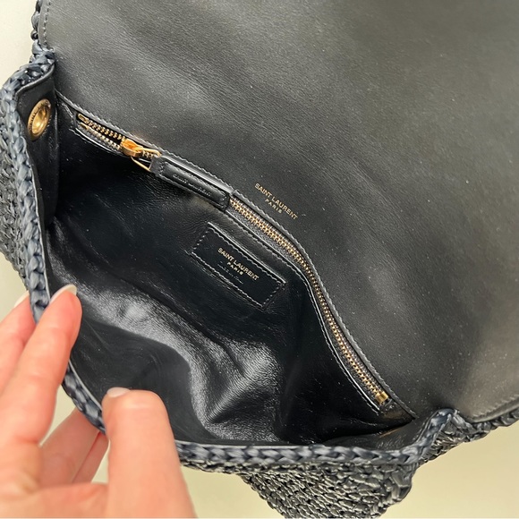 Authentic YSL Saint Laurent Kate 99 Woven Raffia Shoulder Bag w/ Tassel - Picture 10 of 13